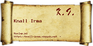 Knall Irma névjegykártya